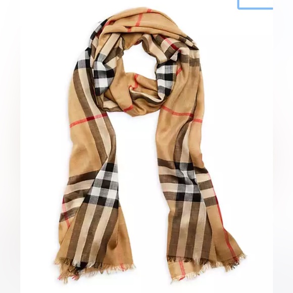 Burberry Giant Check Wool Silk Scarf. - Picture 3 of 16